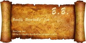 Bedi Borbála névjegykártya